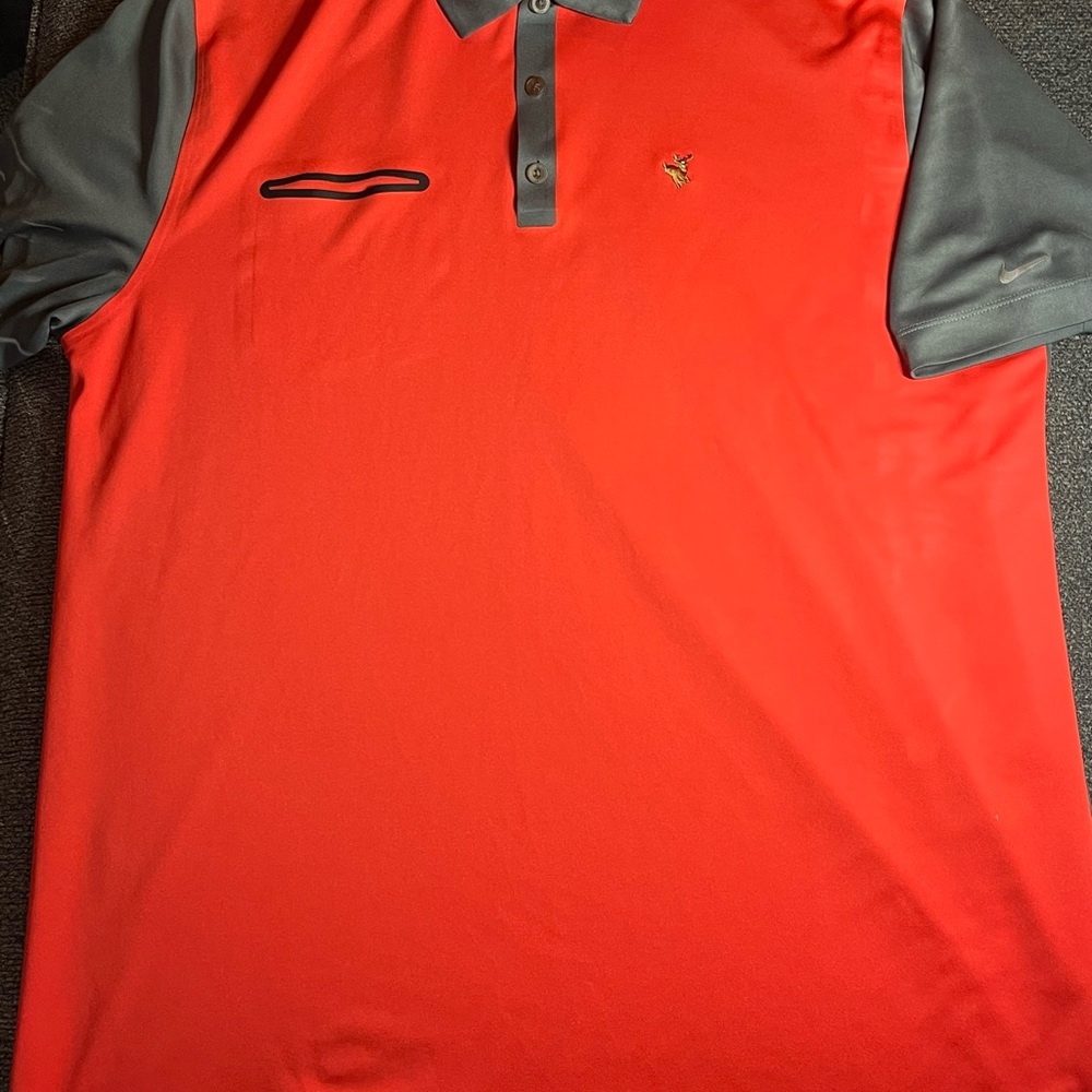 Red Nike Golf Tour Performance Polo With Stag/Deer On Chest Size XL